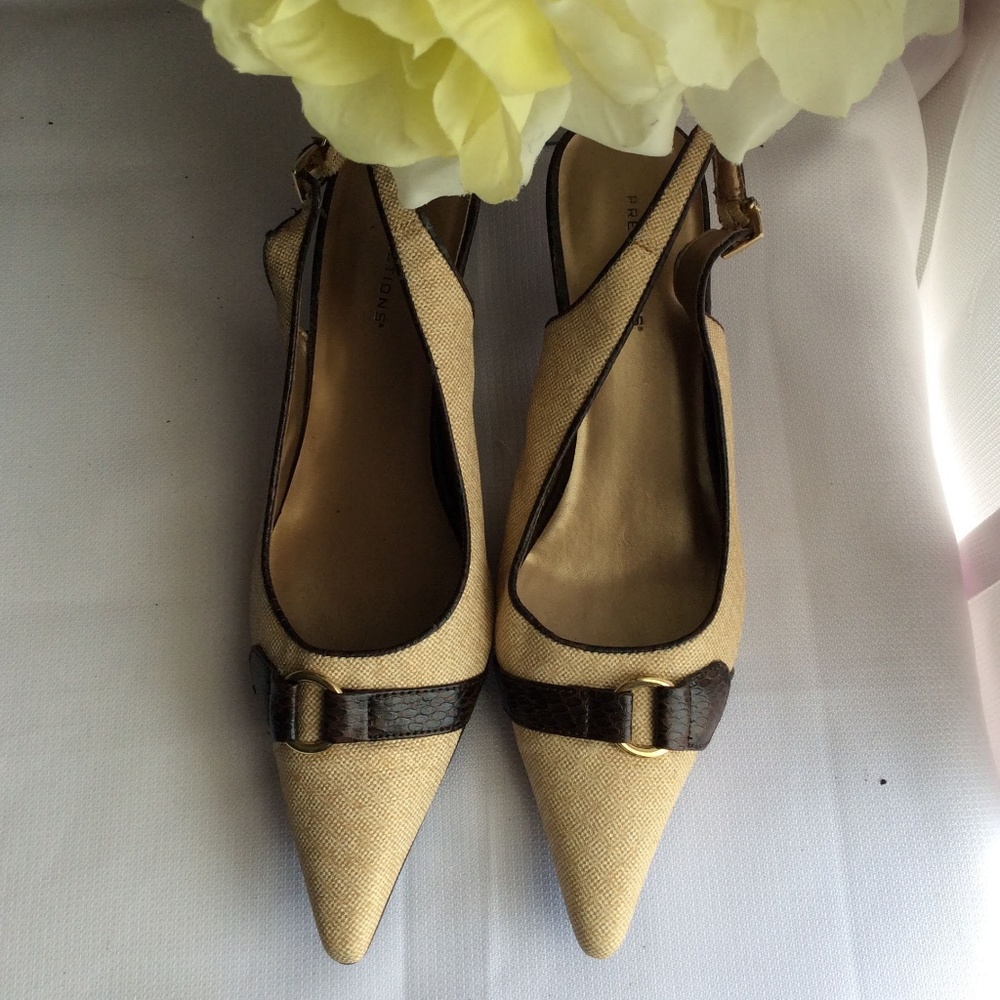 Cream And Brown Color Predictions sling Back Shoes